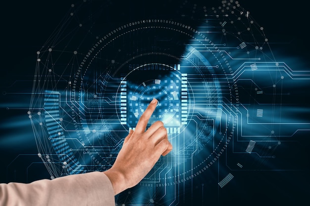 composite image of businesswoman pointing