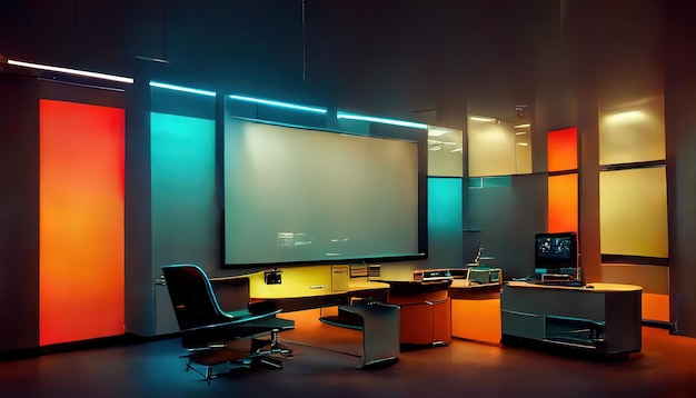 Composite image of computer in front of window in office