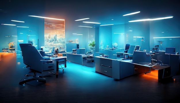 Composite image of computer in front of window in office