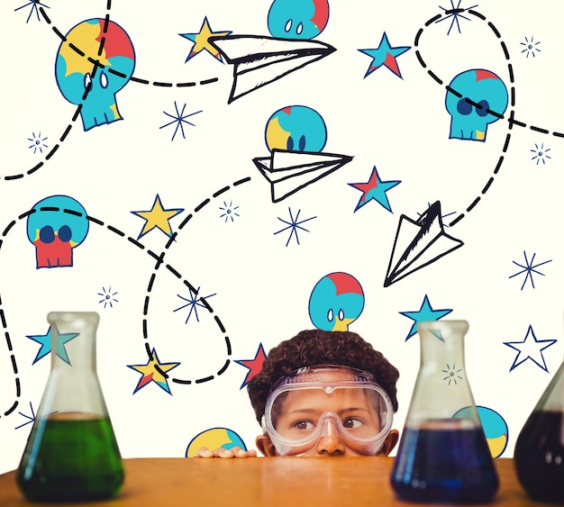 Photo composite image of cute pupil dressed up as scientist