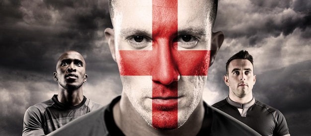 Composite image of english rugby player