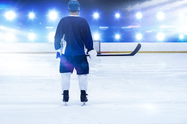 Composite image of ice hockey player on the ice