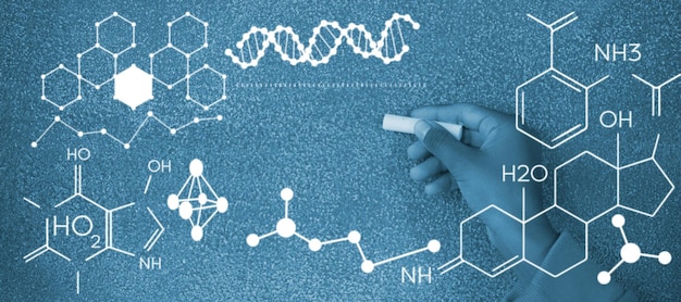 Composite image of illustration of chemical structure