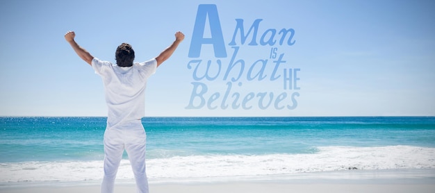 Composite image of a man is what he believes