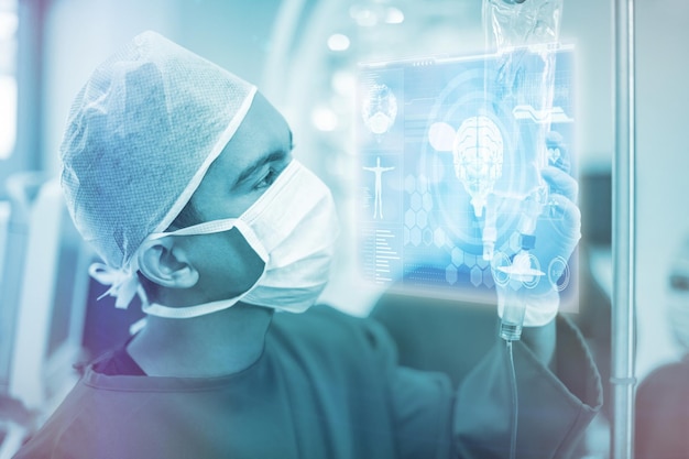 composite image of medical biology interface in blue 3d