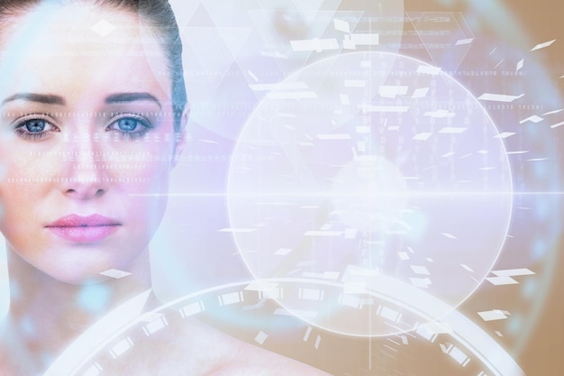 Composite image of natural beauty posing against interface