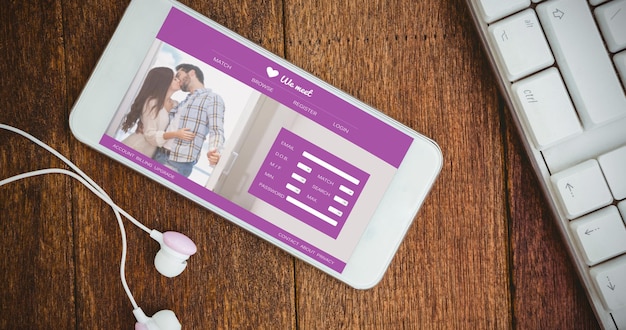 Foto immagine composita dell'app di incontri online