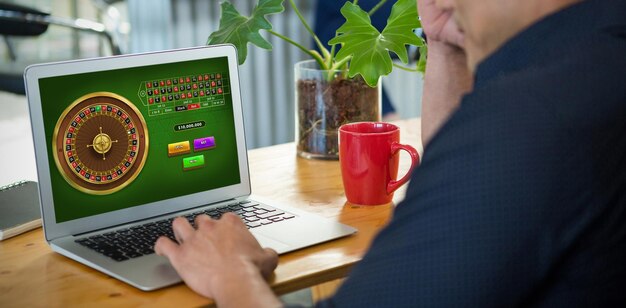Composite image of online roulette game