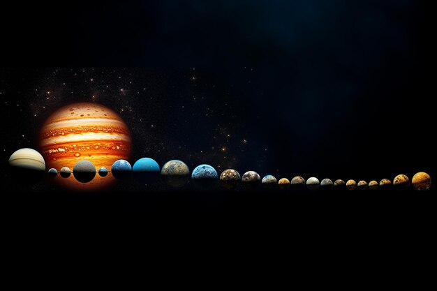 Photo a composite image of the planets aligned with the sun
