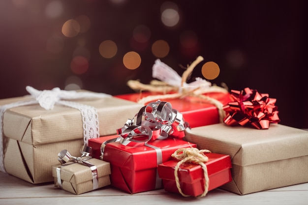 Composite image of presents on table