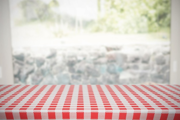 Composite image of red and white tablecloth