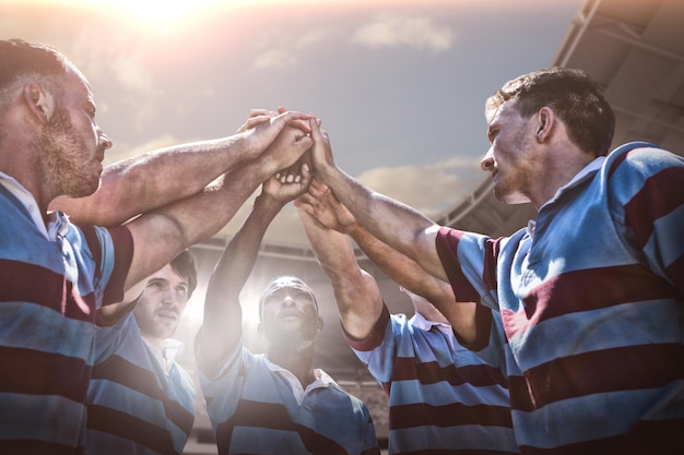 Foto immagine composita di giocatori di rugby