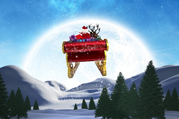 Photo composite image of santa flying his sleigh