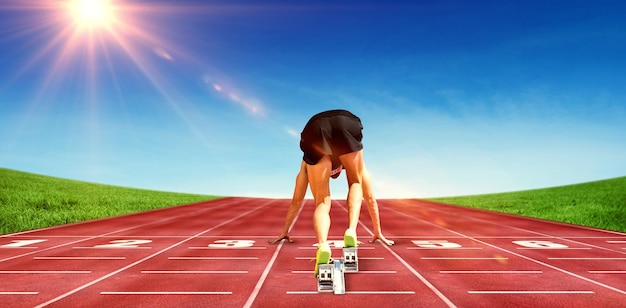 composite image of sportsman in starting block