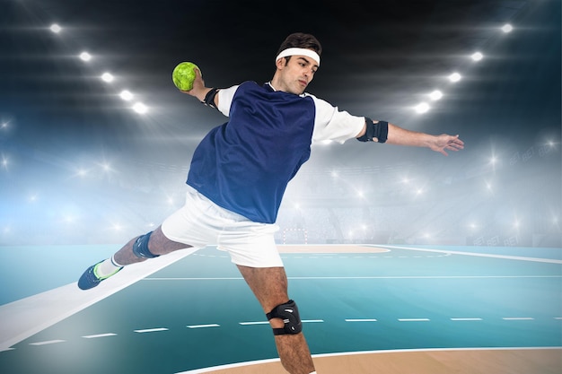 Composite image of sportsman throwing a ball