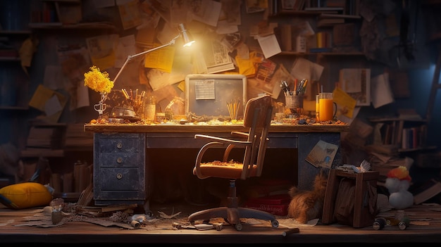 Composite image of students desk