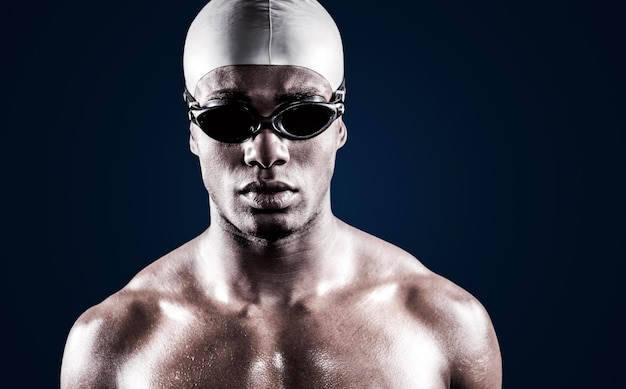 Composite image of swimmer ready to dive