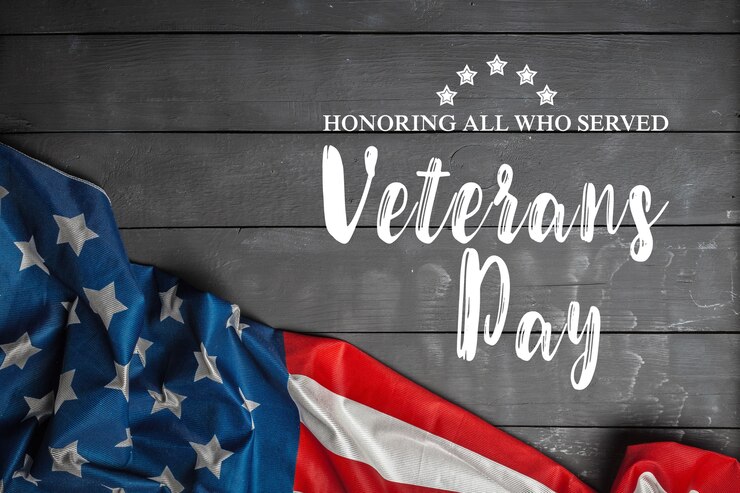 Photo composite of veterans day flag