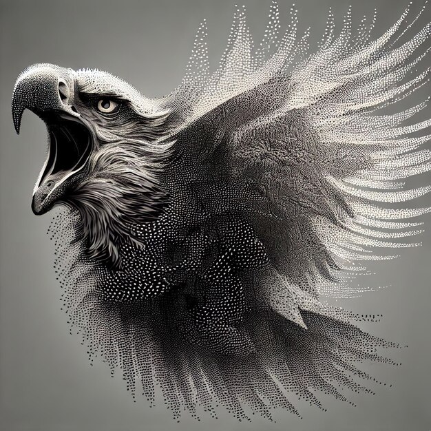 Compositie van de illustratie van de deeltjesvector Eagle