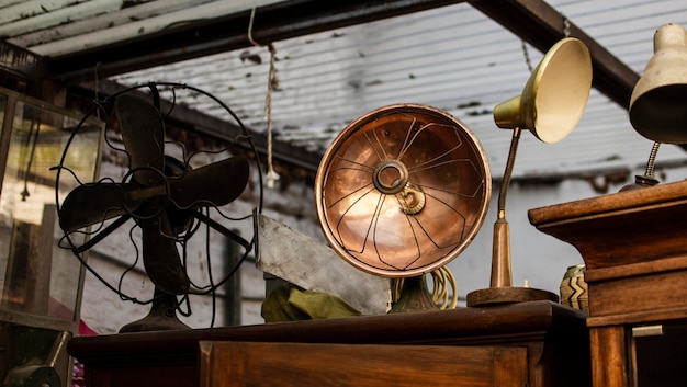 Photo composition of antiques market objects