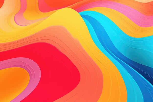 Composition of bright multicolored swirling curves Abstract background
