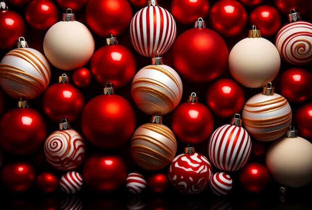 Composition of the christmas decorations ball on table