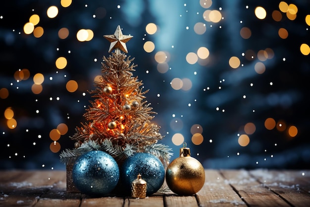 Composition of the christmas decorations ball on table