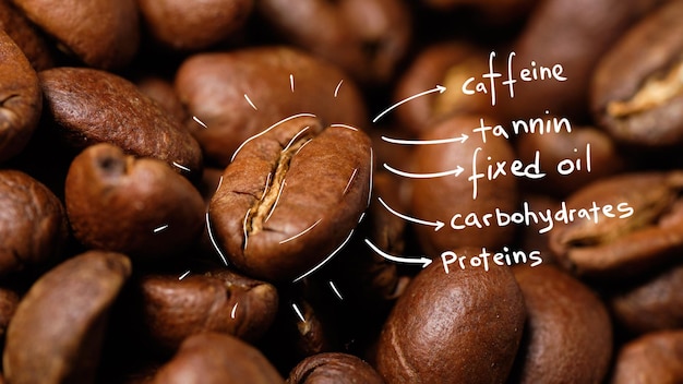 化学元素によるコーヒーと穀物の組成。