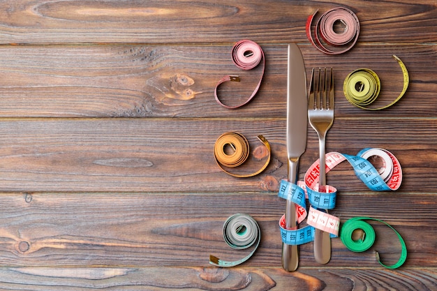 Photo composition of colored measuring tapes