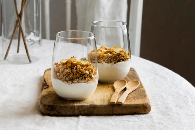 Photo composition of a delicious healthy meal on the table