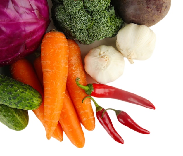 Composition of different vegetables isolated on white