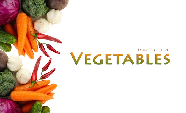 composition of different vegetables isolated on white