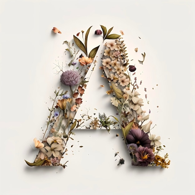 Photo composition of flower in a letter alphabet