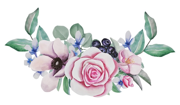 composition of flowers. watercolor illustration