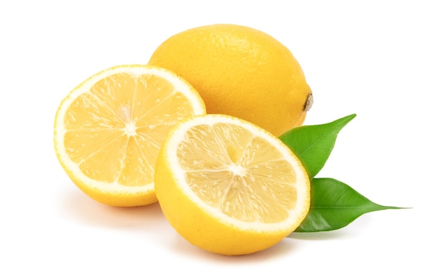 Composition of fresh lemons isolated on a white background