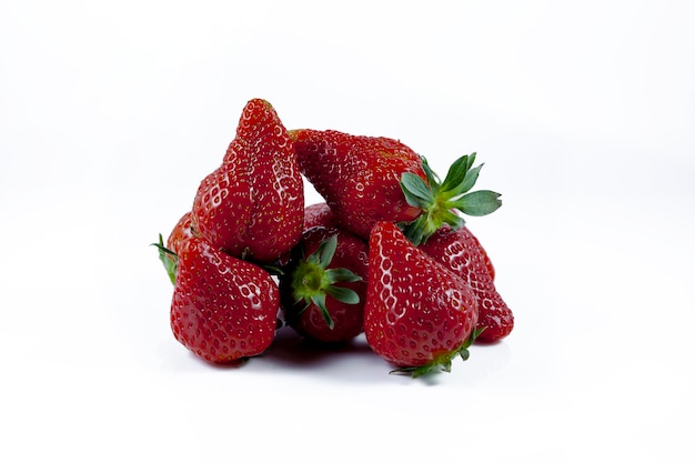 Composition of fresh strawberries on a white background