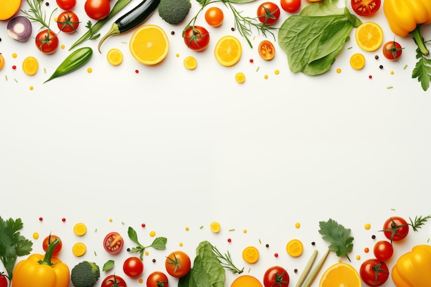 Composition of fresh vegetables background and pattern with copy space