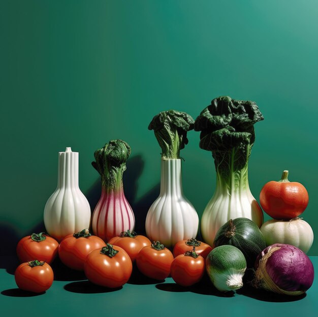 Photo composition of fresh vegetables in rustic style