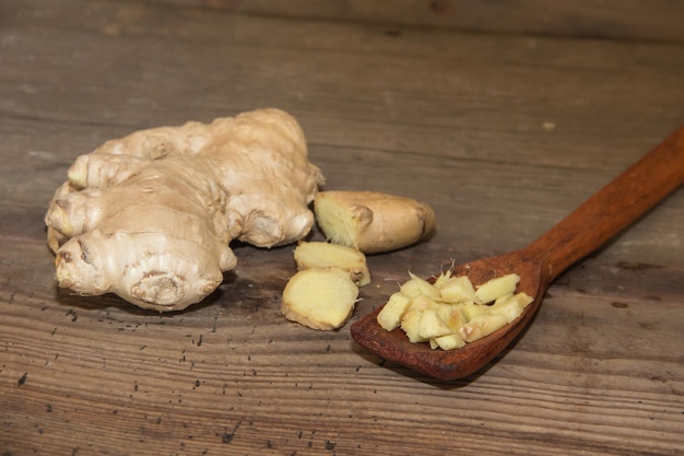 Composition of ginger lemon honey and fresh mint