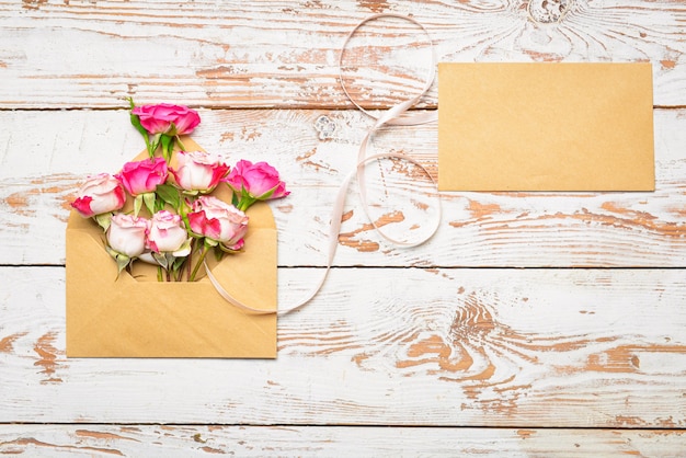 Composition for International Women's Day on white wooden table