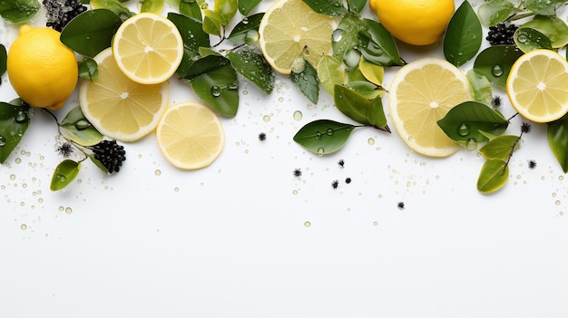 Foto composizione di limoni su sfondo bianco