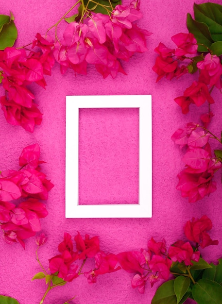 Composition of mockup frame with beautiful flowers