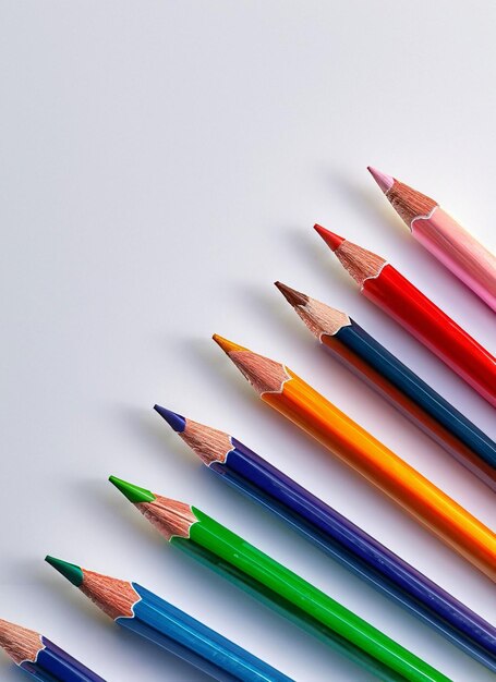 Composition of multicolored pencils On White Background ai generated