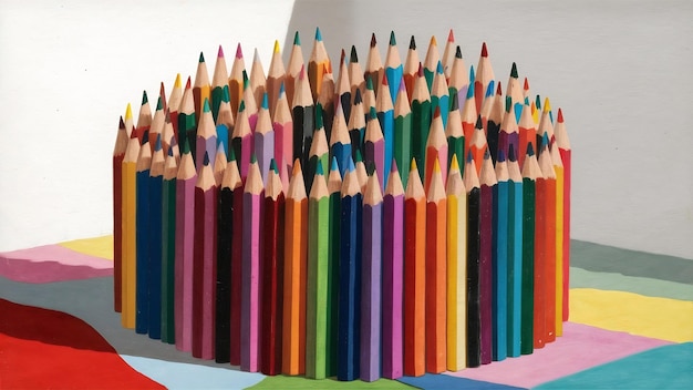 Composition of multicolored pencils