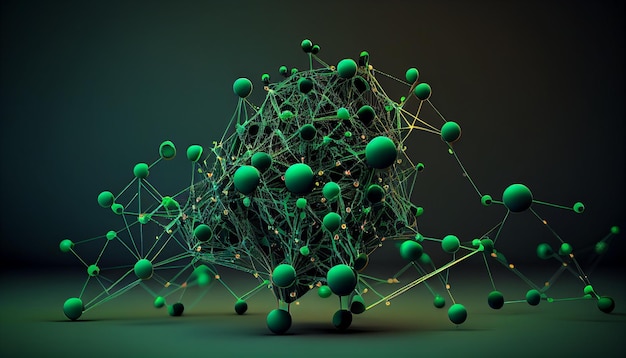 Composition of network of connections on green background Generative AI