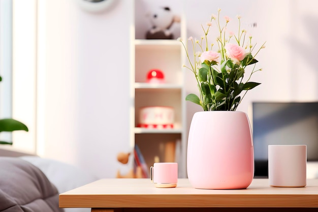 Фото Состав розовых цветов в вазе атмосфера домашнего комфорта и весны