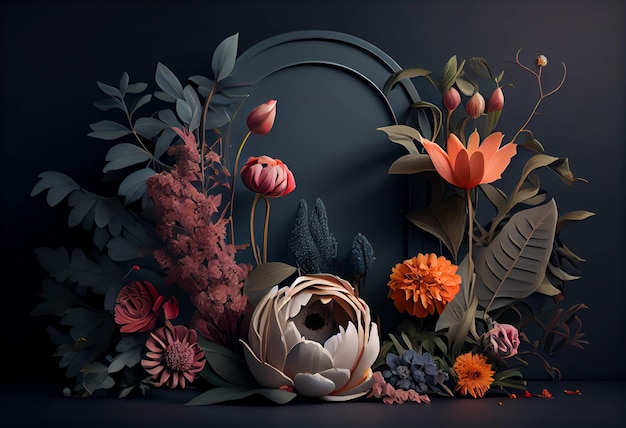 Composition of paper flowers Flowers background illustration