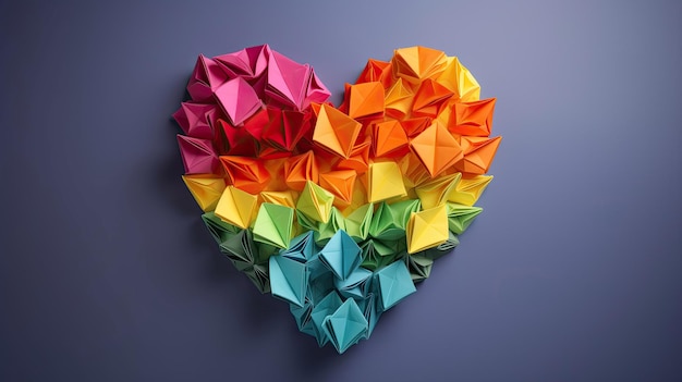 Composition Paper Heart shape for Pride and LGBTQ community concept with Generative AI Technology