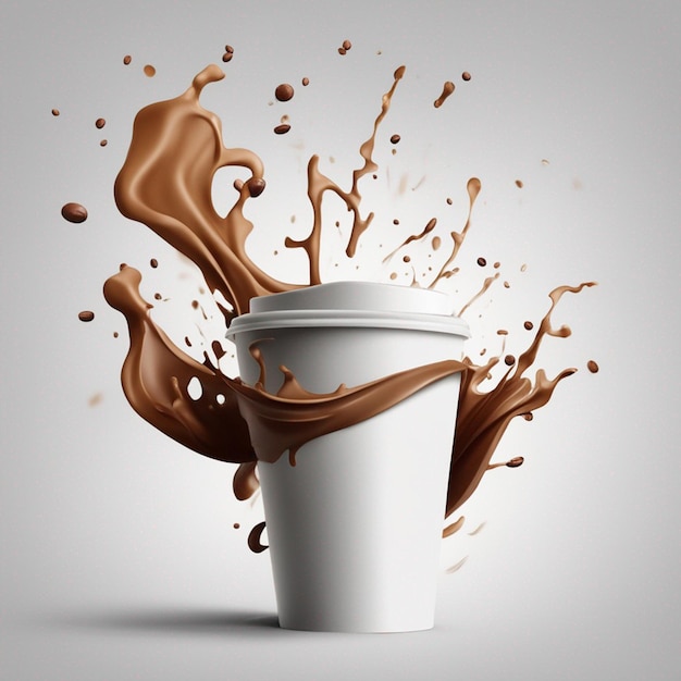 Composition of paper vs coffee cup with coffee splash Wallpaper