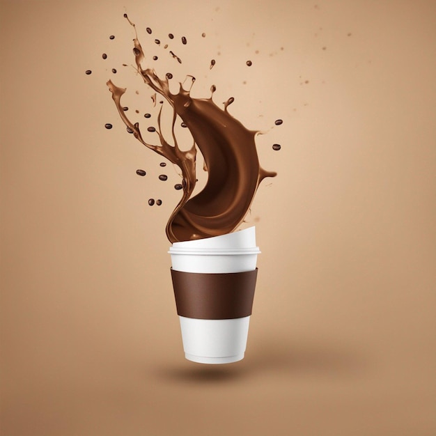 Composition of paper vs coffee cup with coffee splash Wallpaper